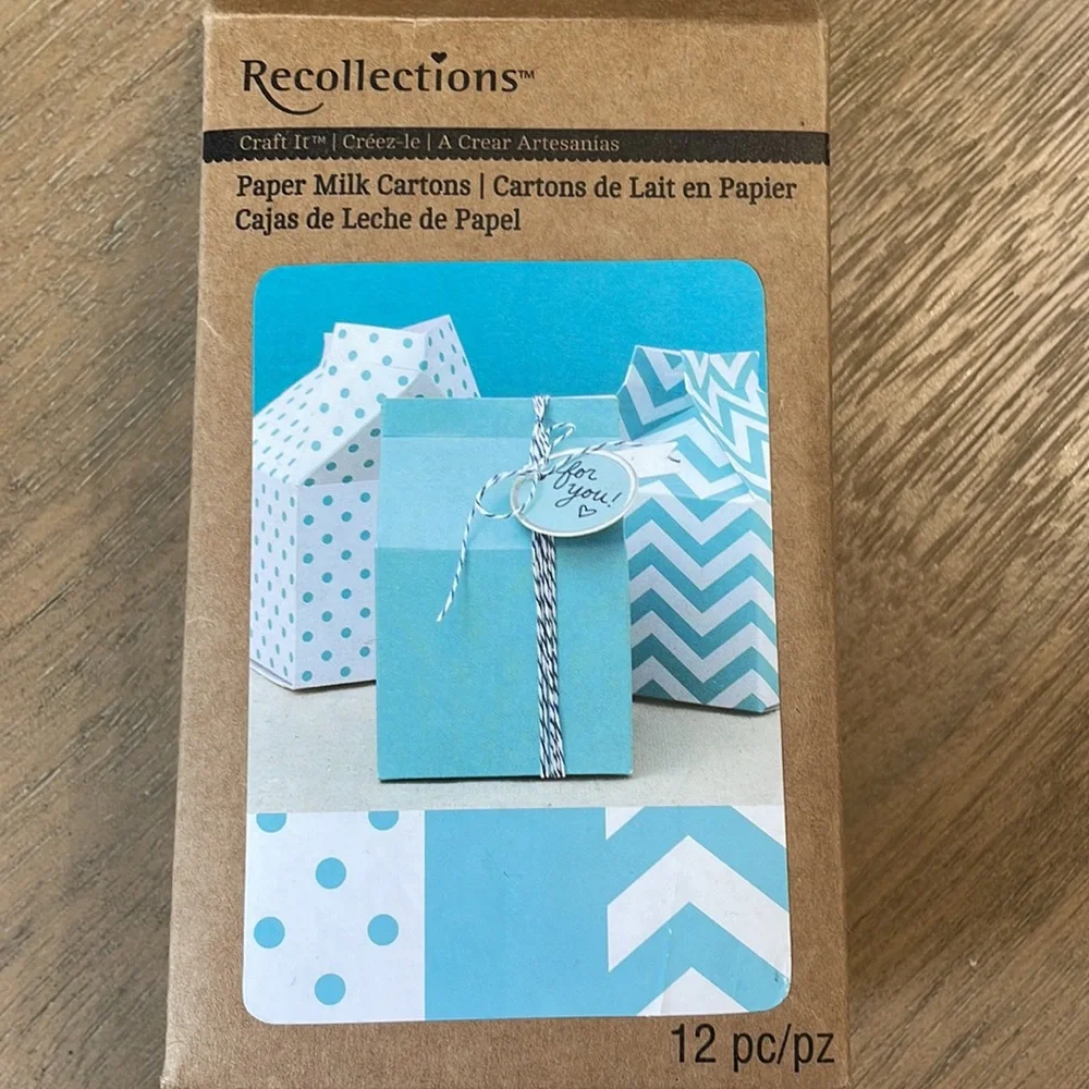 Recollections Blue and White Paper Milk Cartons